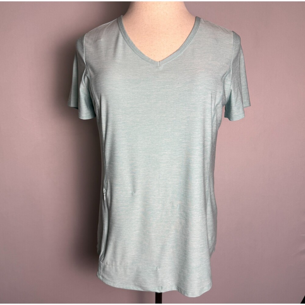 Duluth Trading Co. Women's Short Sleeve V-Neck Active Shirt Sz L Secret Pocket
